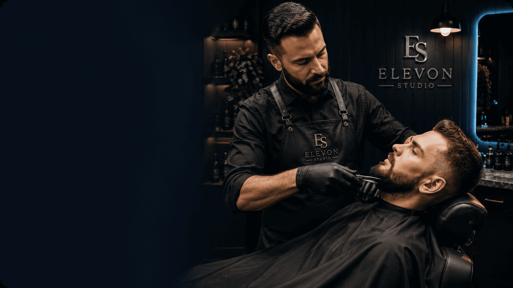Exemplo de site criado pela Elevon Studio — Navalha Barbearia